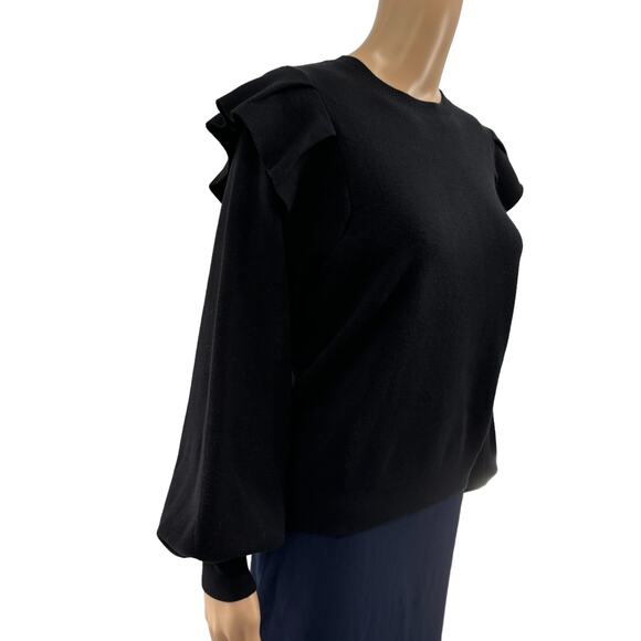 Marie Oliver Remi Black Puff Sleeve Popover Pullover Sweater - Picture 8 of 12
